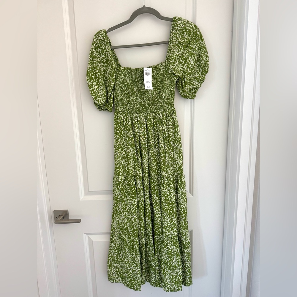 NEW Abercrombie & Fitch Green Emerson Smocked Maxi Dress